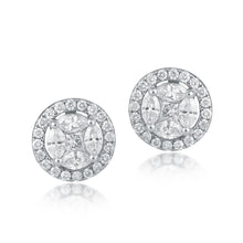 Load image into Gallery viewer, Round cluster-diamond stud with jacket (1.5+ ct)