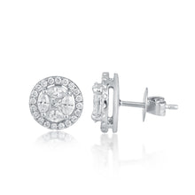 Load image into Gallery viewer, Round cluster-diamond stud with jacket (1.5+ ct)