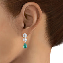 Load image into Gallery viewer, Luxe diamond and Zambian emerald earrings
