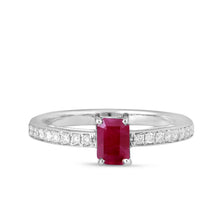 Load image into Gallery viewer, Diamond row ring with a ruby centre-stone