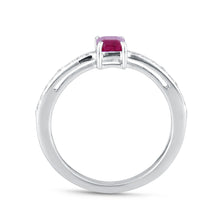 Load image into Gallery viewer, Diamond row ring with a ruby centre-stone