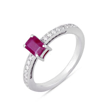 Load image into Gallery viewer, Diamond row ring with a ruby centre-stone