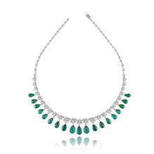 Load image into Gallery viewer, Luxe diamond and Zambian emerald necklace