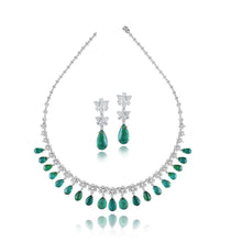 Load image into Gallery viewer, Luxe diamond and Zambian emerald necklace