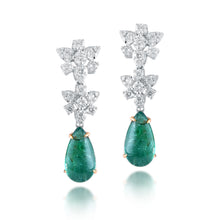 Load image into Gallery viewer, Luxe diamond and Zambian emerald earrings