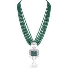 Load image into Gallery viewer, Luxe emerald beads and diamond necklace