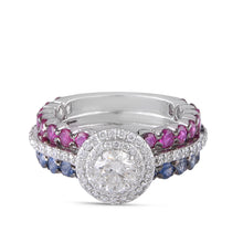 Load image into Gallery viewer, Solitaire diamond ring with sapphires and rubies