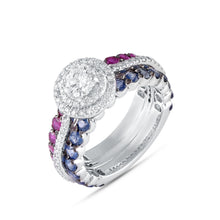 Load image into Gallery viewer, Solitaire diamond ring with sapphires and rubies