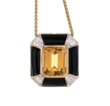 Load image into Gallery viewer, Citrine, black enamel and diamond pendant