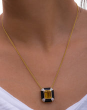 Load image into Gallery viewer, Citrine, black enamel and diamond pendant