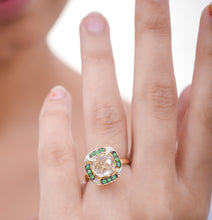 Load image into Gallery viewer, Green amethyst, diamond and gold ring