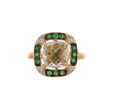 Load image into Gallery viewer, Green amethyst, diamond and gold ring