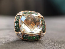 Load image into Gallery viewer, Green amethyst, t-savorite and diamond stud