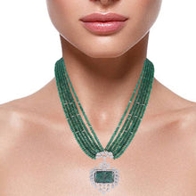 Load image into Gallery viewer, Luxe emerald beads and diamond necklace