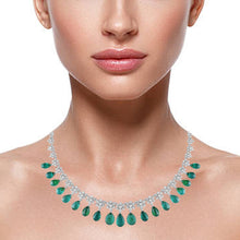 Load image into Gallery viewer, Luxe diamond and Zambian emerald necklace
