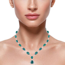 Load image into Gallery viewer, Luxe marquise-diamond and pear-emerald necklace