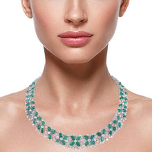 Load image into Gallery viewer, Luxe emerald and diamond floral neckpiece