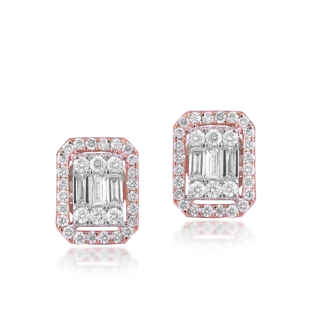 Rectangular diamond stud with jacket