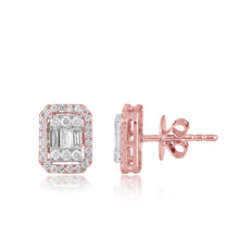 Load image into Gallery viewer, Rectangular diamond stud with jacket
