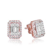 Load image into Gallery viewer, Rectangular diamond stud with jacket
