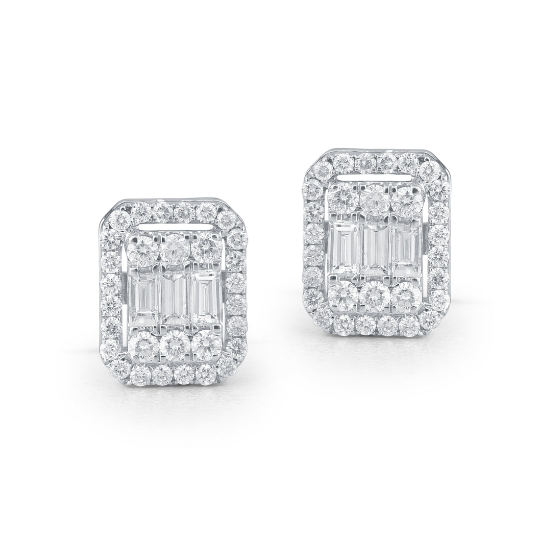 Octagon-shaped diamond stud with jacket (1.25)