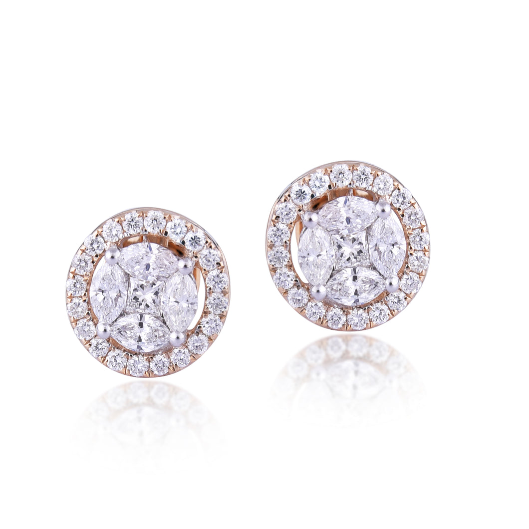 Round diamond stud with jacket (1+ct)