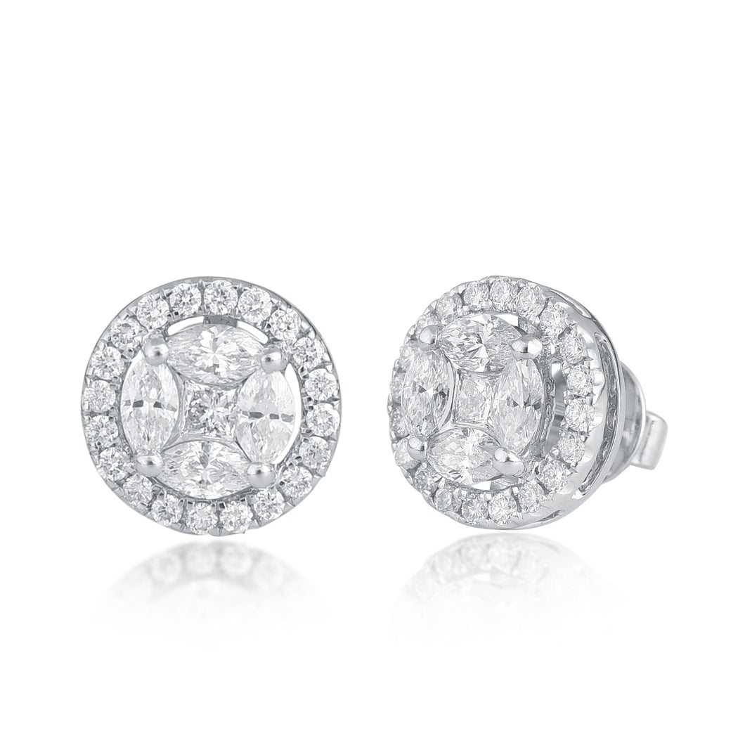 Round cluster-diamond stud with jacket (1.5+ ct)