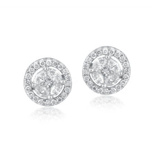 Load image into Gallery viewer, Round cluster diamond stud with jacket (under 1 ct)
