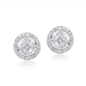 Round cluster diamond stud with jacket (under 1 ct)