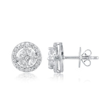 Load image into Gallery viewer, Round cluster diamond stud with jacket (under 1 ct)
