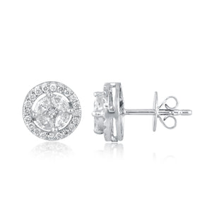 Round cluster diamond stud with jacket (under 1 ct)