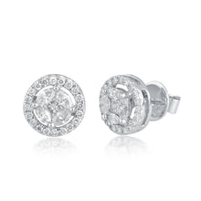 Load image into Gallery viewer, Round cluster diamond stud with jacket (under 1 ct)
