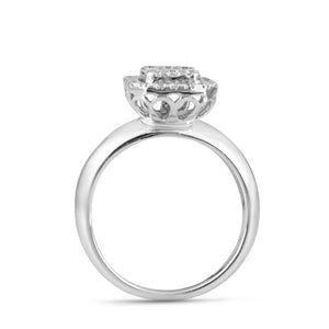 Octagon-shaped diamond ring with a diamond studded jacket