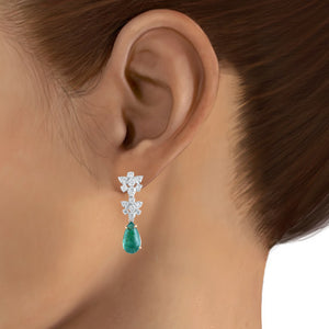 Luxe diamond and Zambian emerald earrings