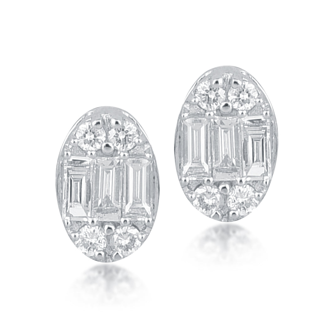 Oval cluster diamond stud