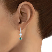 Load image into Gallery viewer, Diamond and emerald drops (earrings)
