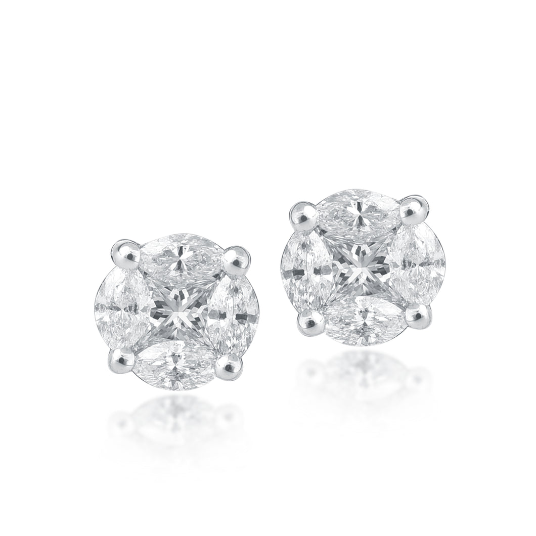 Round cluster-diamond stud