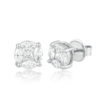 Load image into Gallery viewer, Round cluster diamond stud (~1ct)
