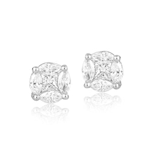 Round cluster diamond stud (~1ct)