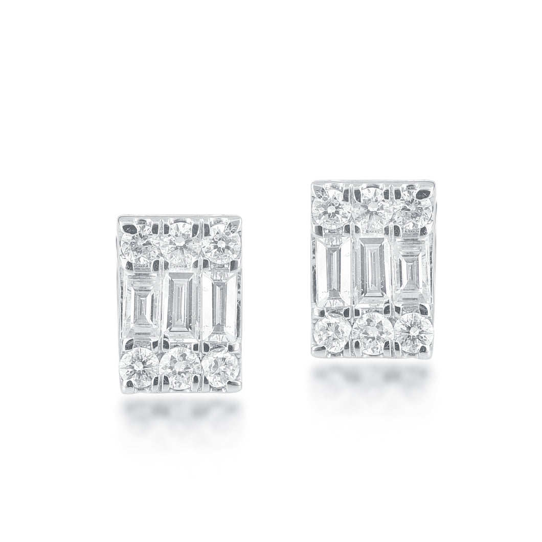 Rectangular fine diamond stud