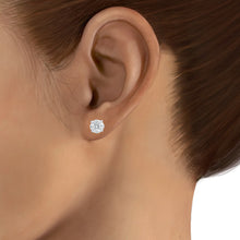 Load image into Gallery viewer, Round cluster diamond stud (~1ct)
