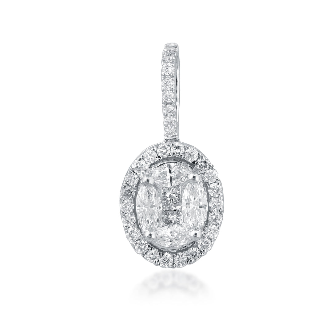 Oval diamond pendant with jacket and loop