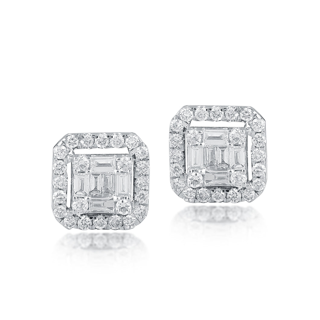 Square stud with a diamond jacket