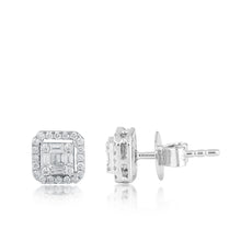 Load image into Gallery viewer, Square stud with a diamond jacket

