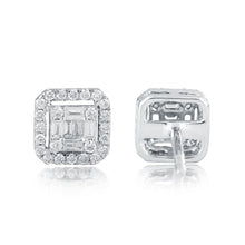Load image into Gallery viewer, Square stud with a diamond jacket
