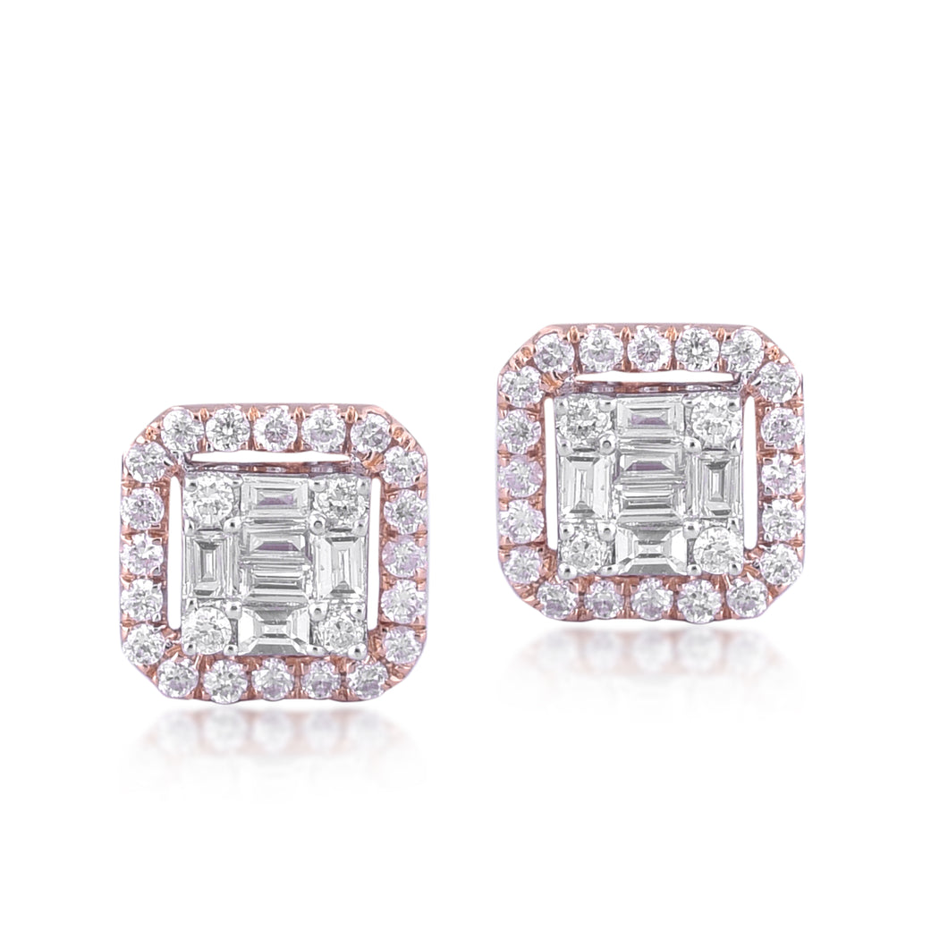 Square diamond stud with jacket