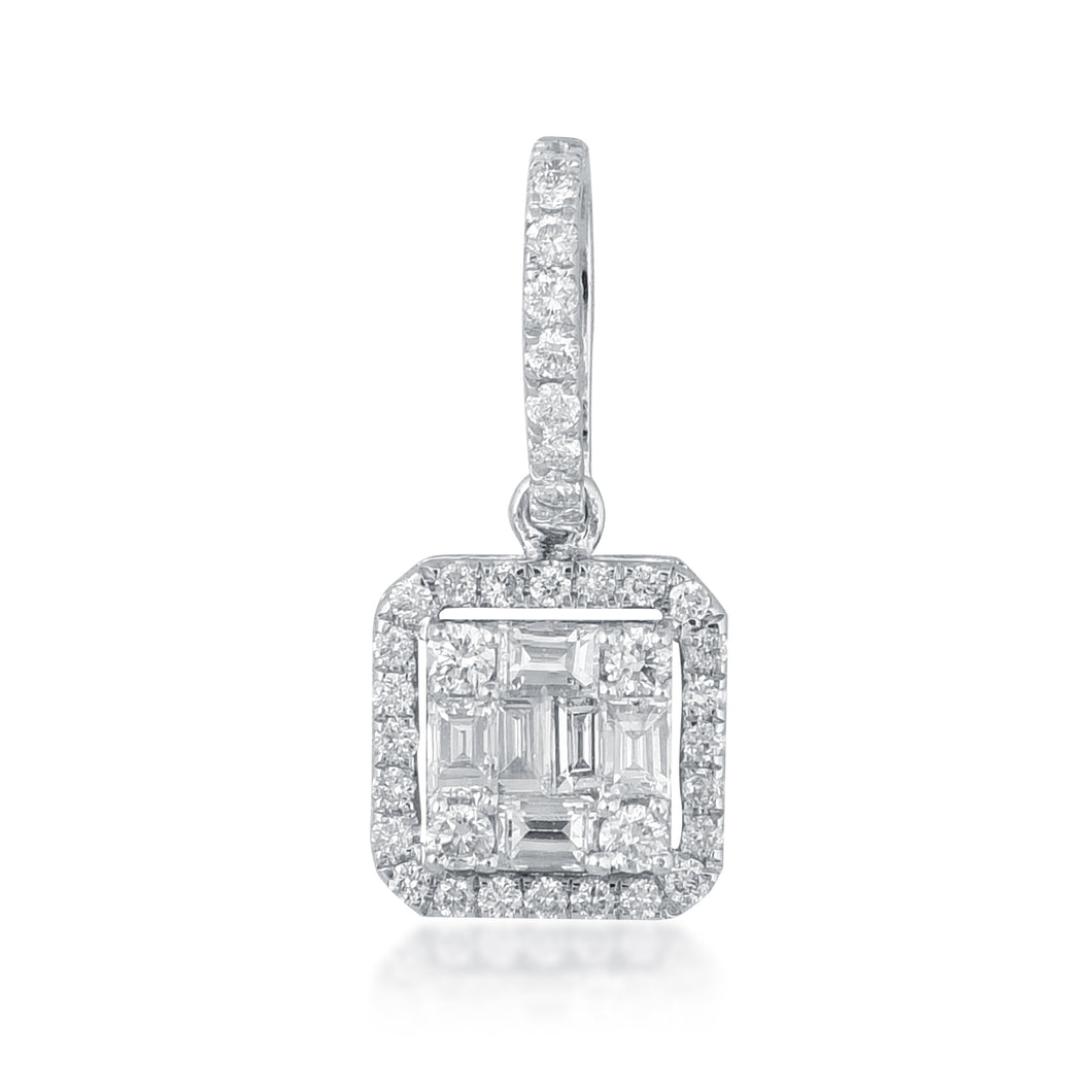 Square diamond pendant with jacket and loop