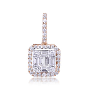 Square diamond pendant with jacket and loop