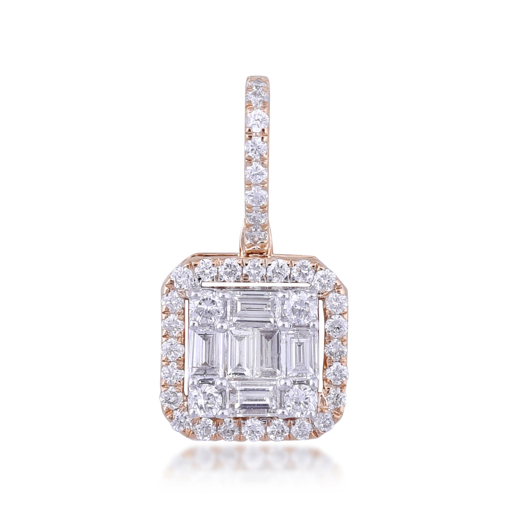 Square diamond pendant with jacket and loop