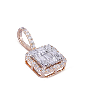 Square diamond pendant with jacket and loop